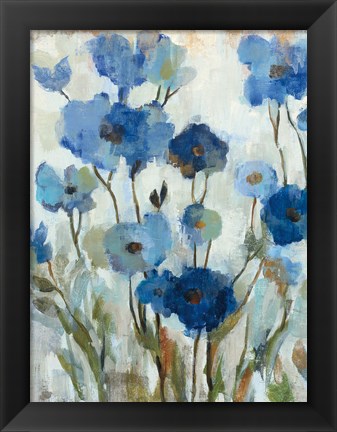 Framed Abstracted Floral in Blue II Print