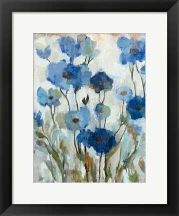 Framed Abstracted Floral in Blue II Print