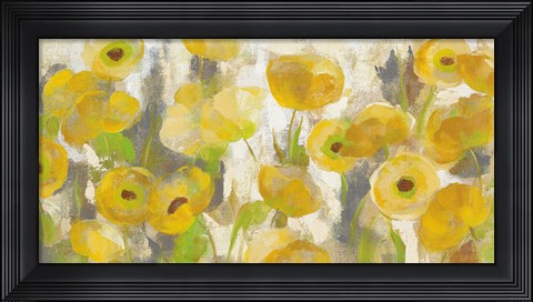 Framed Floating Yellow Flowers I Crop Print
