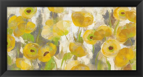 Framed Floating Yellow Flowers I Crop Print