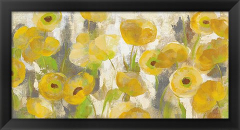 Framed Floating Yellow Flowers I Crop Print