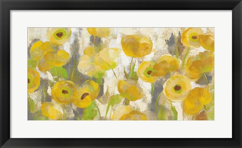 Framed Floating Yellow Flowers I Crop Print