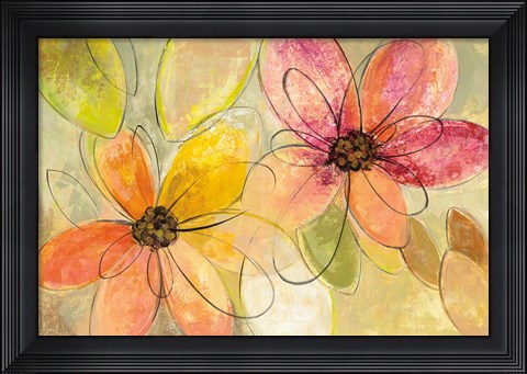 Framed Neon Floral Print