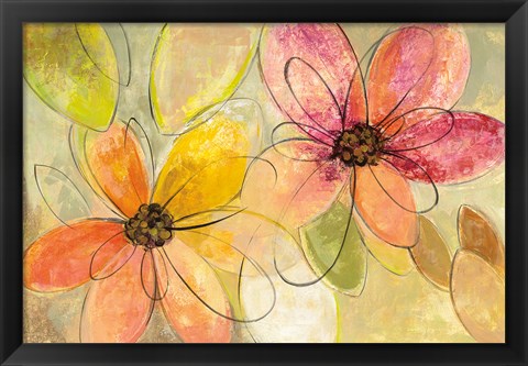 Framed Neon Floral Print
