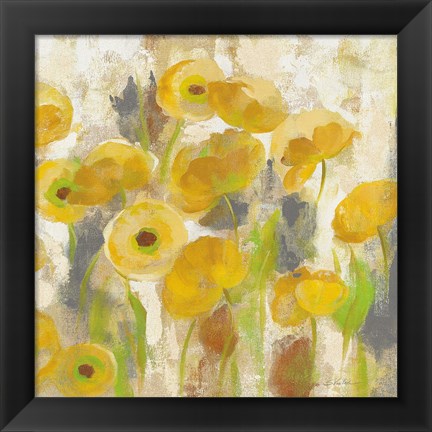 Framed Floating Yellow Flowers V Print