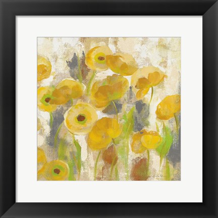 Framed Floating Yellow Flowers V Print