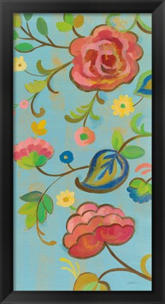 Framed Folk Song Floral III Print