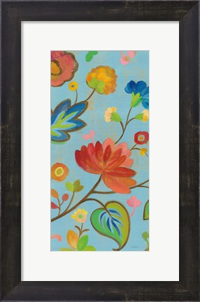Framed Folk Song Floral II Print