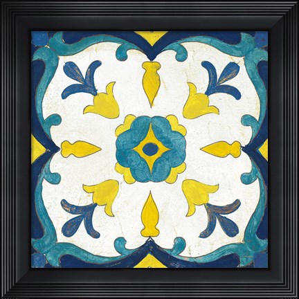 Framed Andalucia Tiles A Blue and Yellow Print