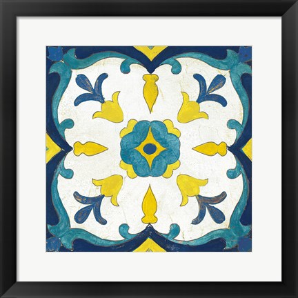 Framed Andalucia Tiles A Blue and Yellow Print