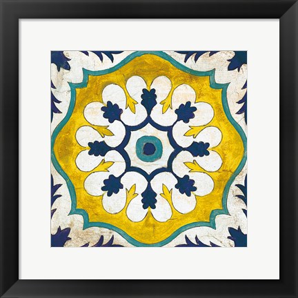 Framed Andalucia Tiles C Blue and Yellow Print