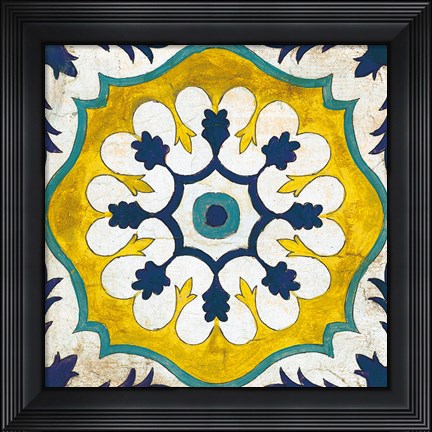 Framed Andalucia Tiles C Blue and Yellow Print