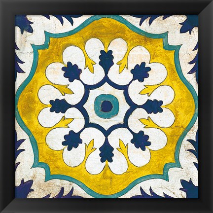 Framed Andalucia Tiles C Blue and Yellow Print