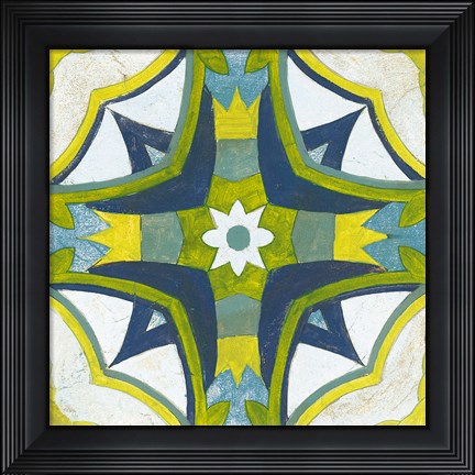 Framed Andalucia Tiles E Blue and Yellow Print