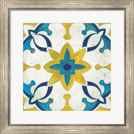 Framed Andalucia Tiles D Blue and Yellow Print