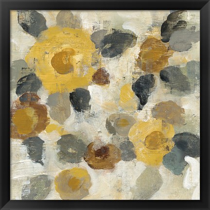 Framed Neutral Floral Beige II Yellow Flowers Print