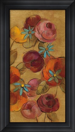 Framed Pressed Flowers I on Gold Print