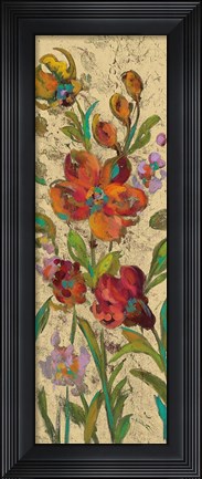 Framed July Garden Trio I on Cream Print