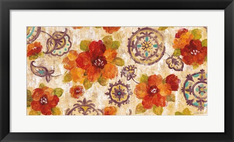 Framed Hibiscus and Mandala Flowers Print