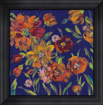 Framed July Garden Trio III Indigo Print