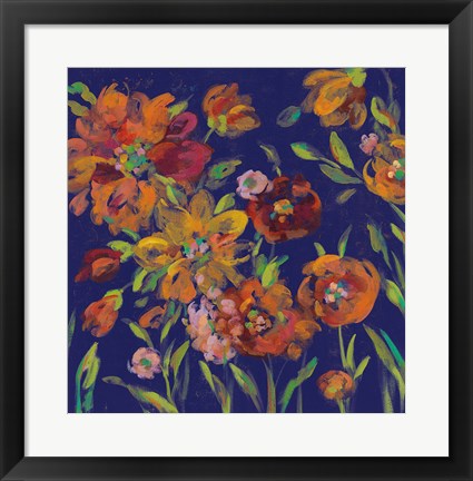 Framed July Garden Trio III Indigo Print