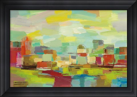 Framed Town by the River Print