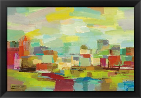 Framed Town by the River Print