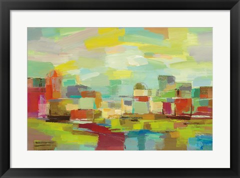 Framed Town by the River Print