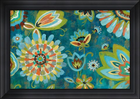 Framed Decorative Peacock Floral Print