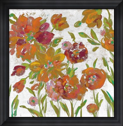 Framed July Garden Trio III on White Print