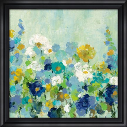 Framed Midsummer Garden White Flowers Print