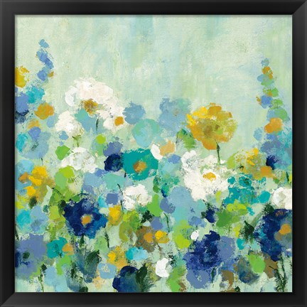 Framed Midsummer Garden White Flowers Print