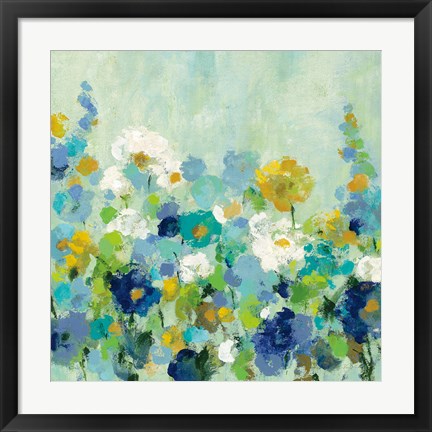 Framed Midsummer Garden White Flowers Print