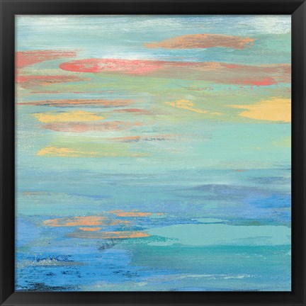 Framed Sunset Beach I Bright Print