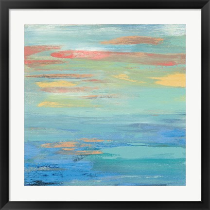 Framed Sunset Beach I Bright Print