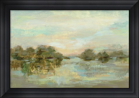 Framed Dreamy Lake Green Print