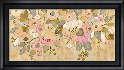 Framed Decorative Pastel Flowers Print