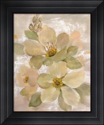 Framed White on White Floral I Print