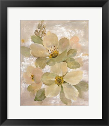 Framed White on White Floral I Print