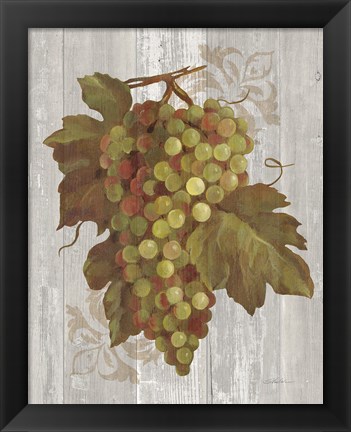 Framed Autumn Grapes II on Wood Print