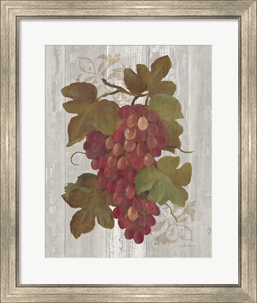 Framed Autumn Grapes I on Wood Print