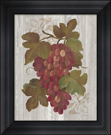 Framed Autumn Grapes I on Wood Print