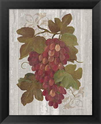 Framed Autumn Grapes I on Wood Print