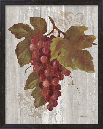 Framed Autumn Grapes III on Wood Print