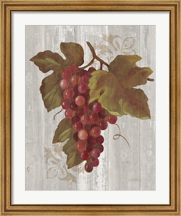 Framed Autumn Grapes III on Wood Print