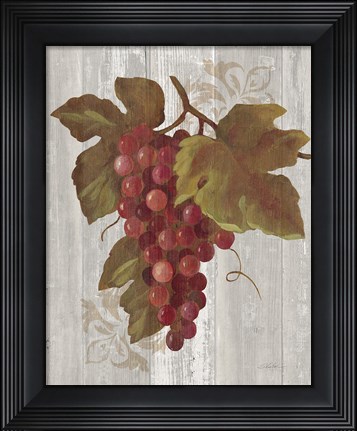 Framed Autumn Grapes III on Wood Print