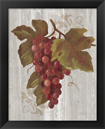 Framed Autumn Grapes III on Wood Print