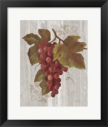 Framed Autumn Grapes III on Wood Print