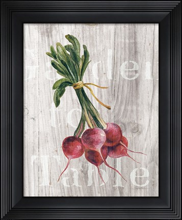 Framed Market Vegetables III on Wood Print