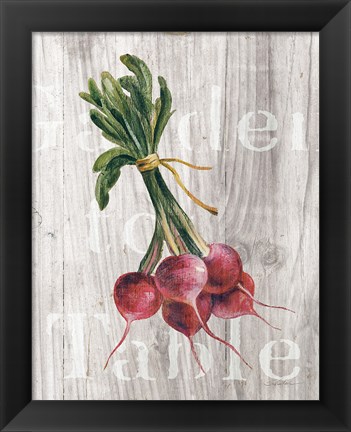 Framed Market Vegetables III on Wood Print